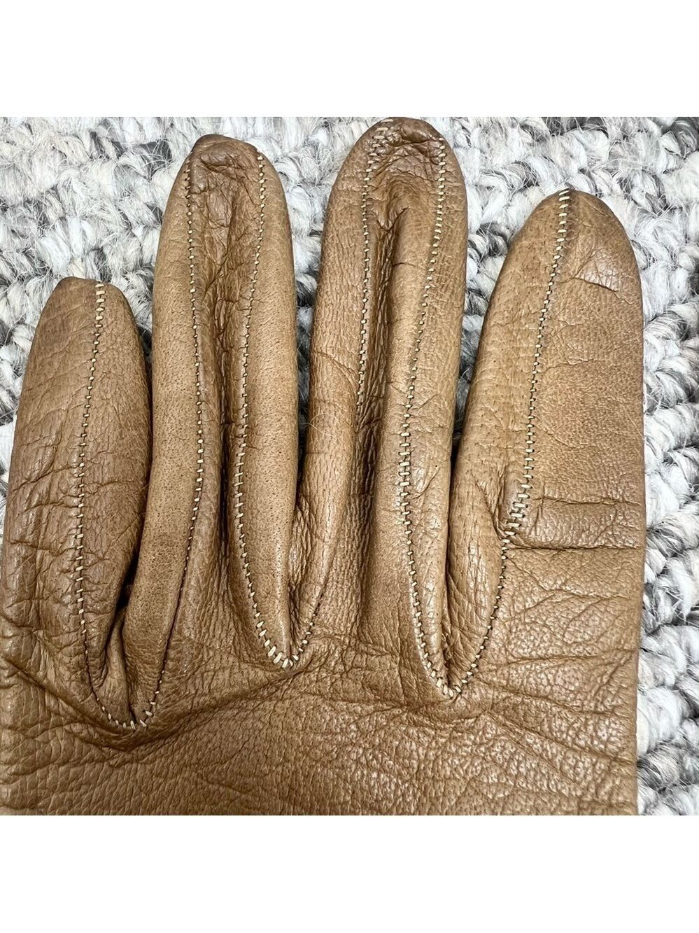 Vintage Lavabile tan brown leather 10.5 inches long gloves 6 1/2 - Picture 7 of 13